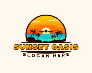 Airplane Sunset Travel logo design