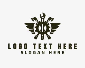 Cog - Wrench Tools Wings logo design