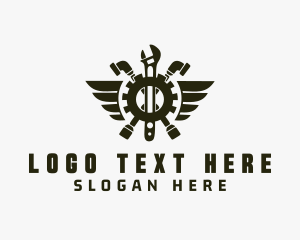 Worker - Wrench Tools Wings logo design