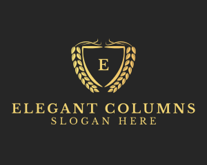 Elegant Shield Wreath Lettermark logo design