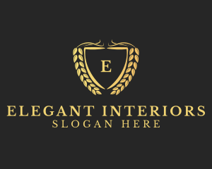 Elegant Shield Wreath Lettermark logo design