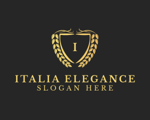 Elegant Shield Wreath Lettermark logo design