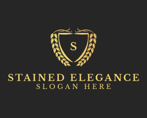 Elegant Shield Wreath Lettermark logo design