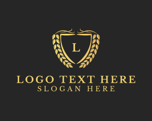 Gold - Elegant Shield Wreath Lettermark logo design