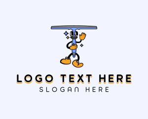 Retro - Cleaning Squeegee Wiper logo design