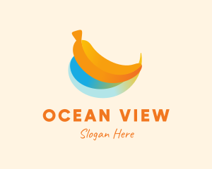 Banana Ocean Wave logo design