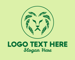Wildlife - Green Leaf Lion logo design