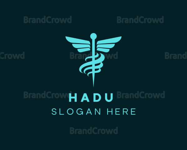 Caduceus Medicine Staff Logo