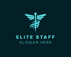 Caduceus Medicine Staff logo design