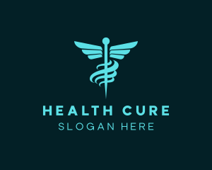 Medicine - Caduceus Medicine Staff logo design