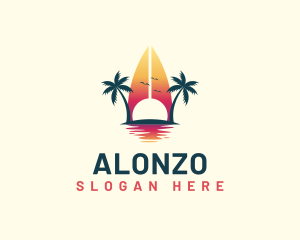 Surfing Resort Beach logo design