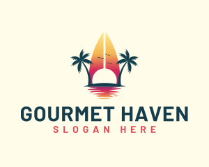 Surfing Resort Beach logo design