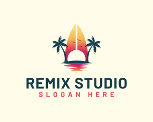 Surfing Resort Beach logo design