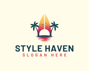 Surfing Resort Beach logo design