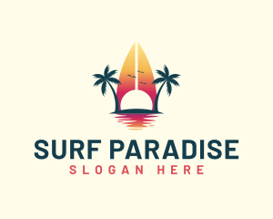 Surfing Resort Beach logo design