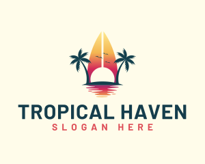 Surfing Resort Beach logo design