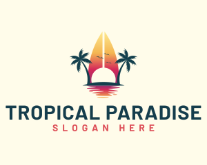 Hawaii - Surfing Resort Beach logo design
