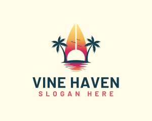 Surfing Resort Beach logo design