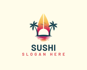 Surfing Resort Beach logo design