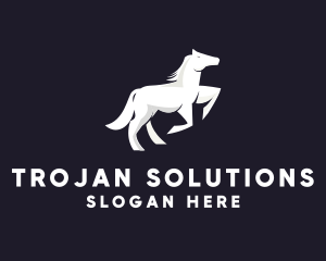 Trojan - Running Galloping Horse logo design