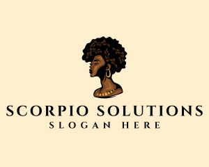 Afro Woman Goddess logo design