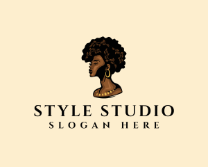 Hairstylist - Afro Woman Goddess logo design