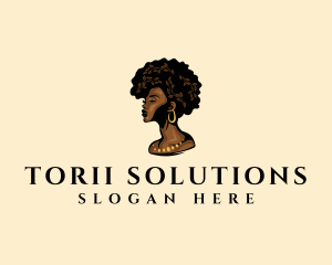 Afro Woman Goddess logo design