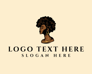 Hairstylist - Afro Woman Goddess logo design