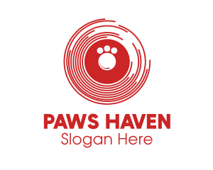 Red Paw Disc logo design