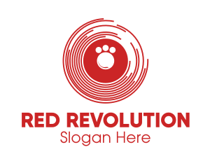 Red Paw Disc logo design