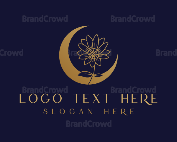 Golden Natural Flower Moon Logo