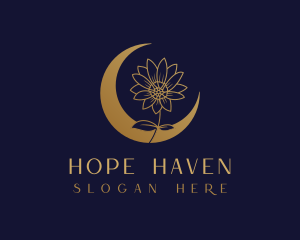 Golden Natural Flower Moon Logo