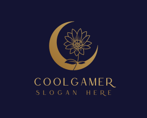 Floral - Golden Natural Flower Moon logo design