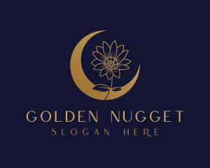 Golden Natural Flower Moon logo design