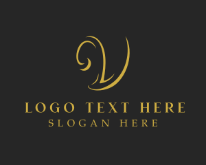 Golden Luxury Letter V Logo