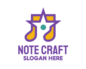 Notation - Musical Note Star logo design