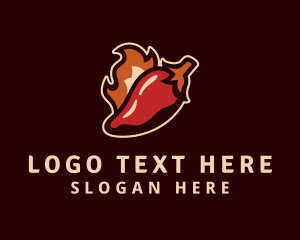 Spicy Food - Fire Chili Pepper logo design