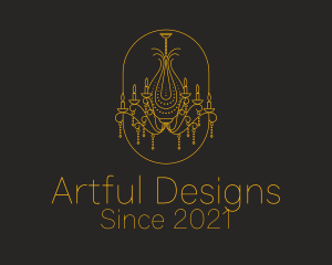 Golden Royal Chandelier  logo design