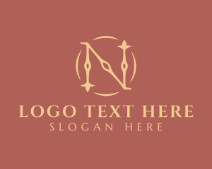 Stationery - Royal Gold Letter N logo design
