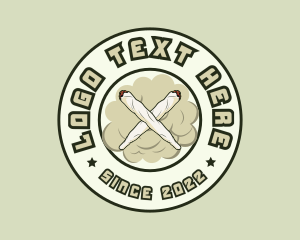 Smoke - Cannabis Smoking Emblem logo design