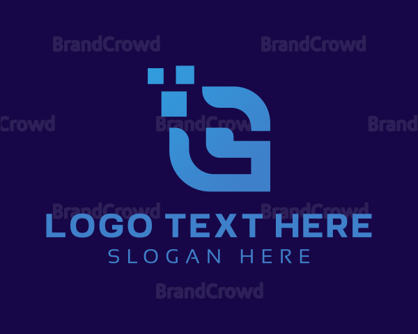 Blue Pixel Letter G Logo