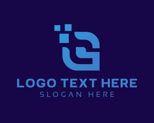 Digital - Blue Pixel Letter G logo design