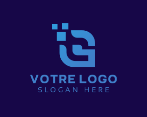 Blue Pixel Letter G Logo