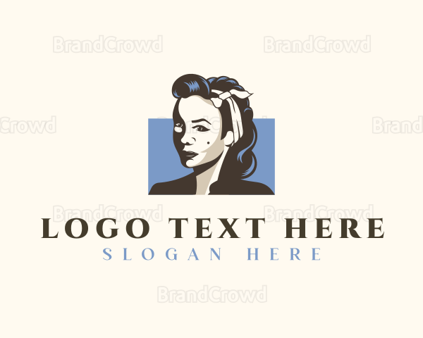 Retro Woman Hairstyle Logo