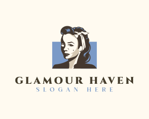 Retro Woman Hairstyle logo design