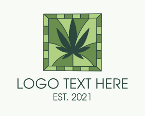 Cannabis Leaf - Green Weed Tile logo design