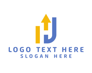 Negative Space - Yellow Blue Industrial H logo design