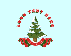 Sleigh - Winter Christmas Tree logo design
