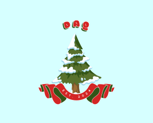 Ribbon - Winter Christmas Tree logo design