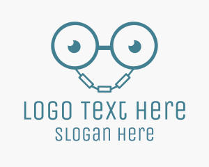 Nerdy - Handcuff Geek Eyeglasses logo design